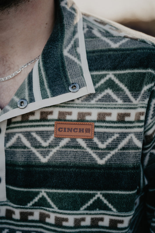 'Sterling' Men's Olive CINCH Aztec Fleece Pullover