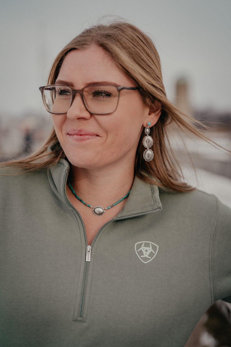 'Fiona' Women's Ariat Foundation Logo 1/2 Zip Sweatshirt (XS-XXL)