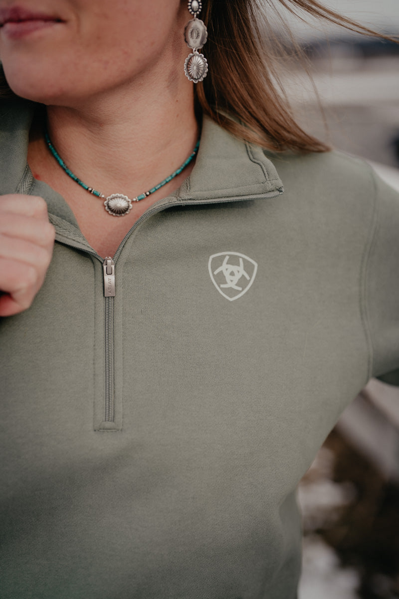 'Fiona' Women's Ariat Foundation Logo 1/2 Zip Sweatshirt (XS-XXL)