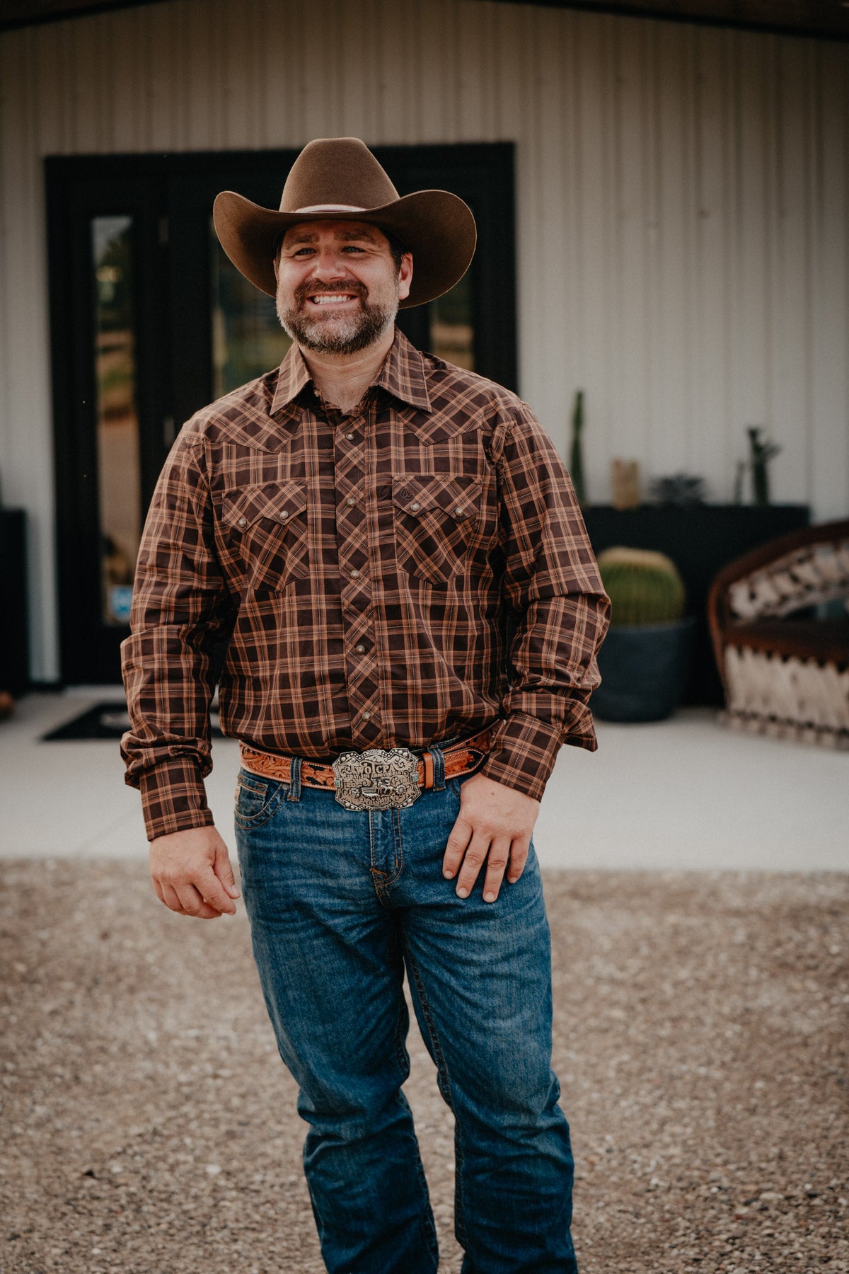 'Brad' Men's Brown/Caramel Plaid Wrangler Retro Core (S-XXL)