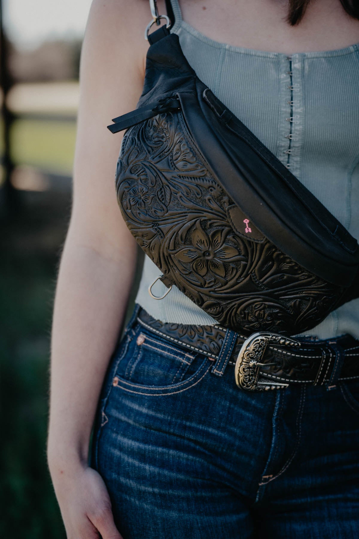'Hollis' Fully Tooled Leather Bum Bag