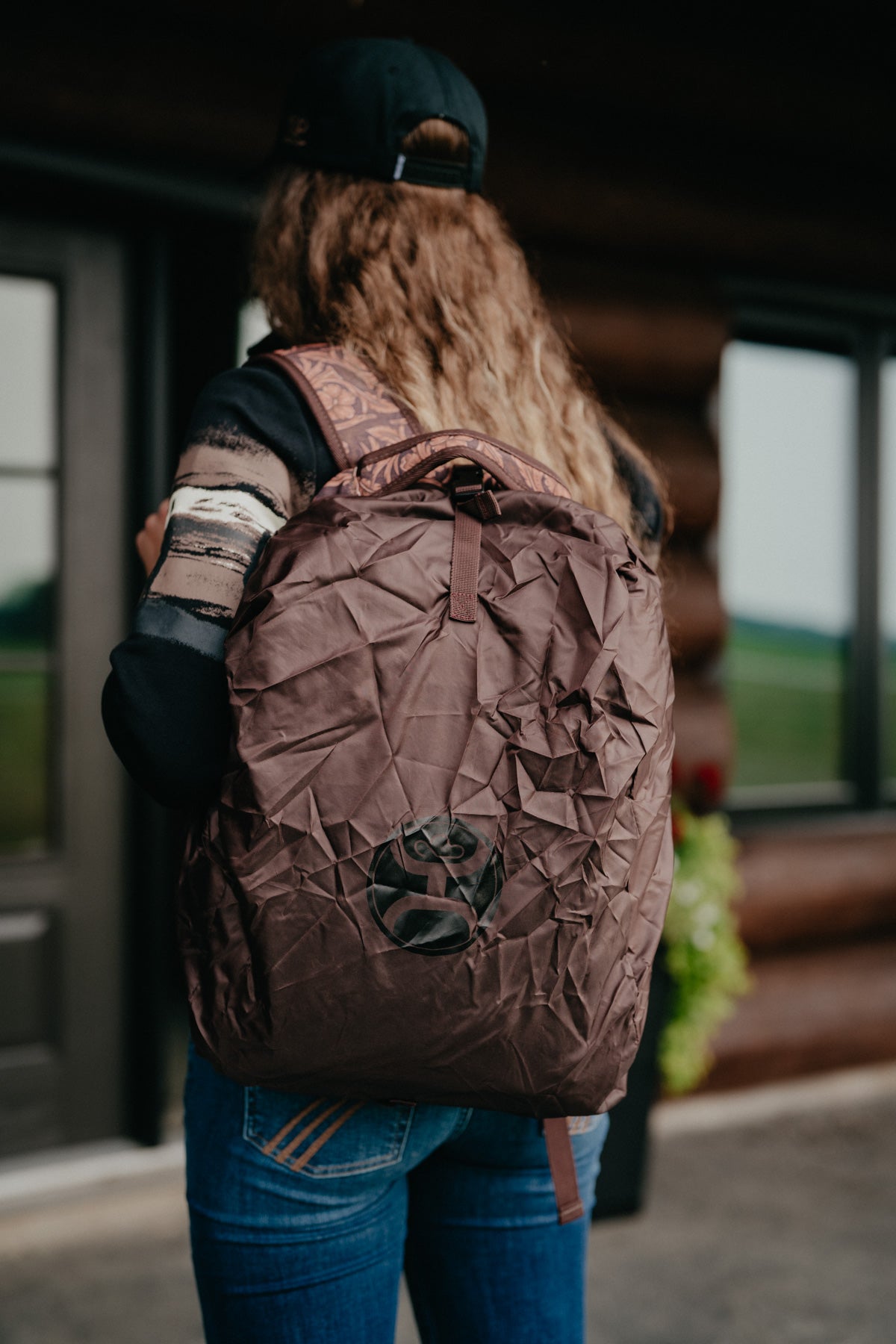 Rockstar Hooey Backpack Tan / Cream Floral Pattern with Tan Accents