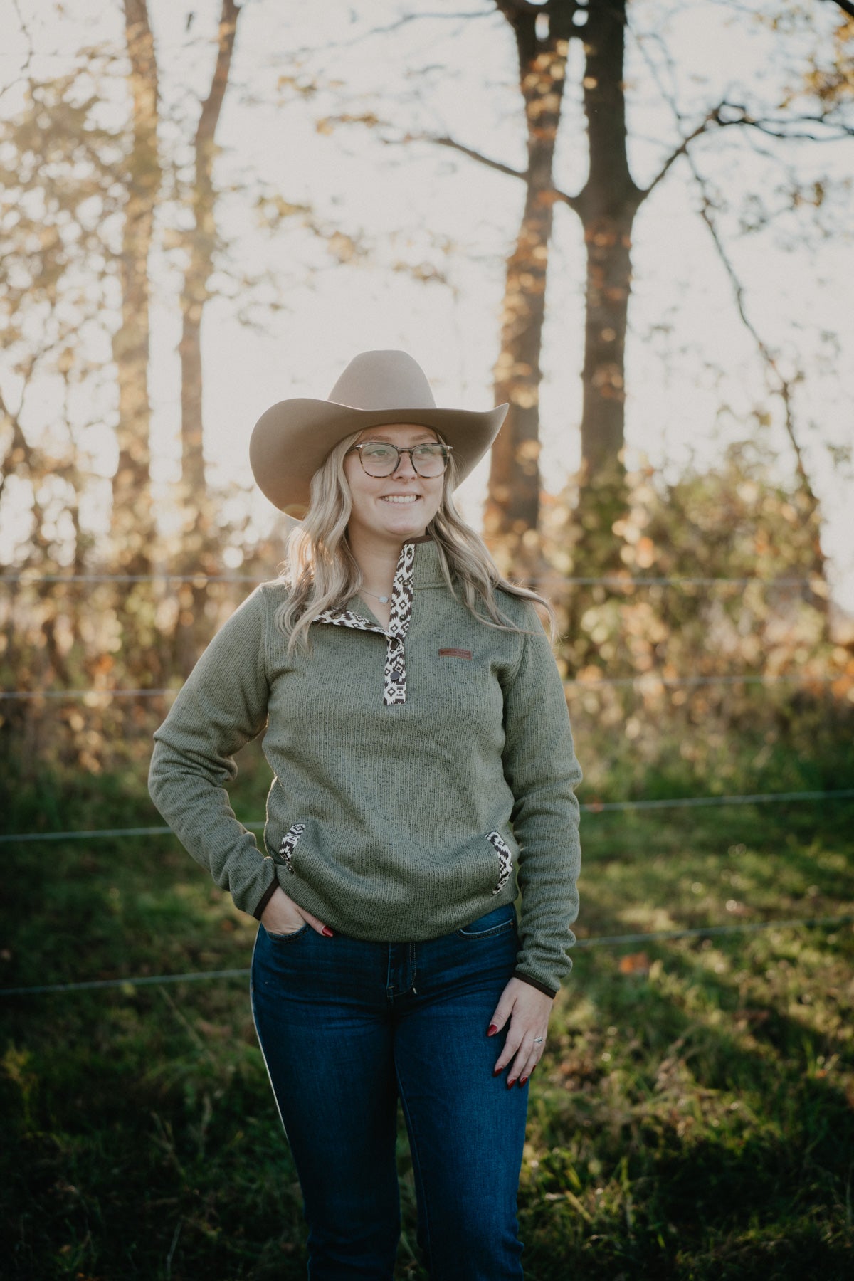'Aspen' Women's CINCH Olive Fleece Pullover