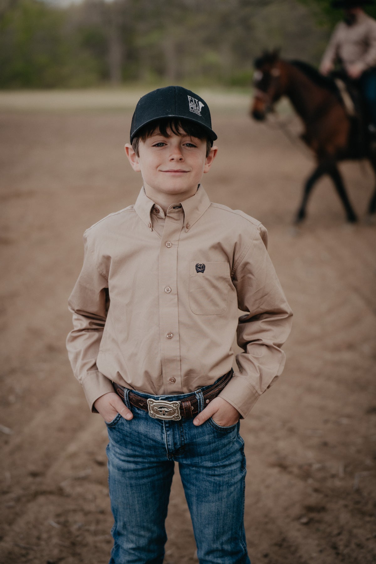 'Tuck' CINCH Boy's Solid Khaki Long Sleeve Button Up (XS-XL)