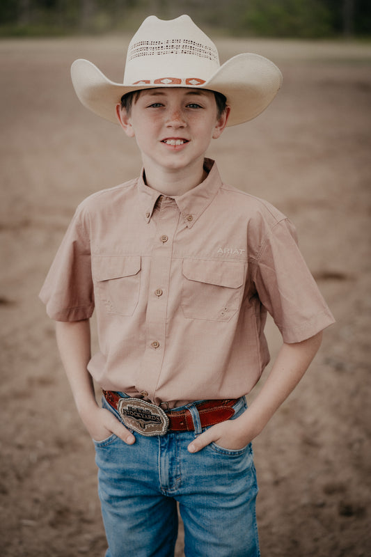 'Outbound' Boy's Tan Short Sleeve VentTek by Ariat (Medium Only)