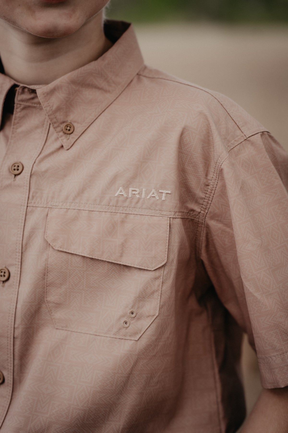 'Outbound' Boy's Tan Short Sleeve VentTek by Ariat (Medium Only)