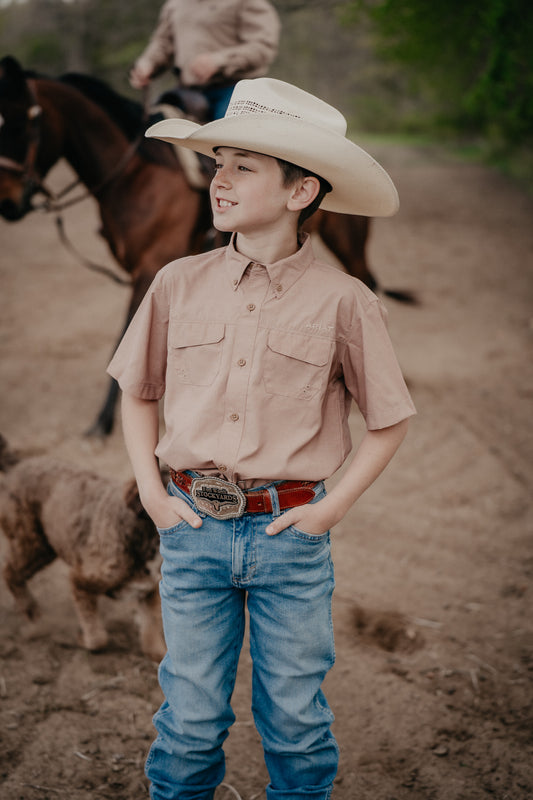'Outbound' Boy's Tan Short Sleeve VentTek by Ariat (Medium Only)