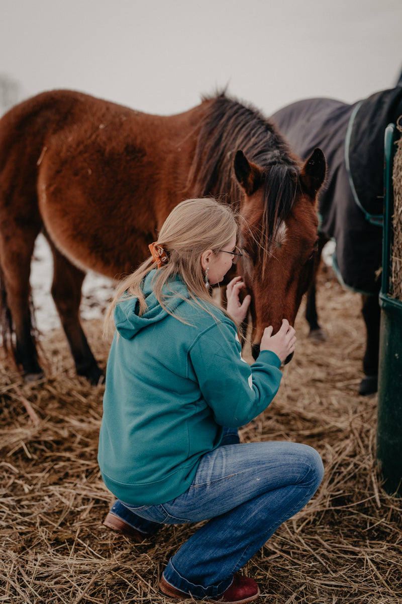 'Tyra' Women's Wrangler Retro Teal Hoodie (XS-XXL)