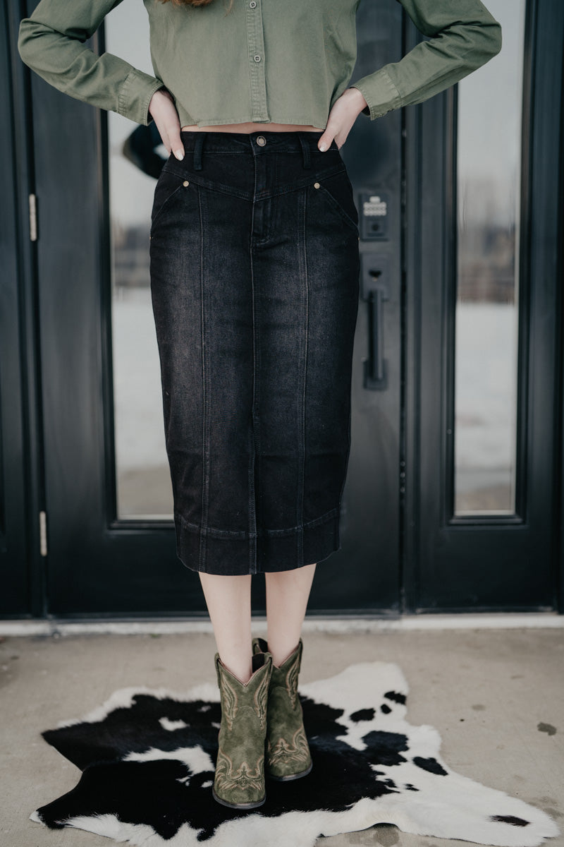 'Hailey' Women's Black Stretch Maxi Skirt by Stetson (Sizes 0-14)