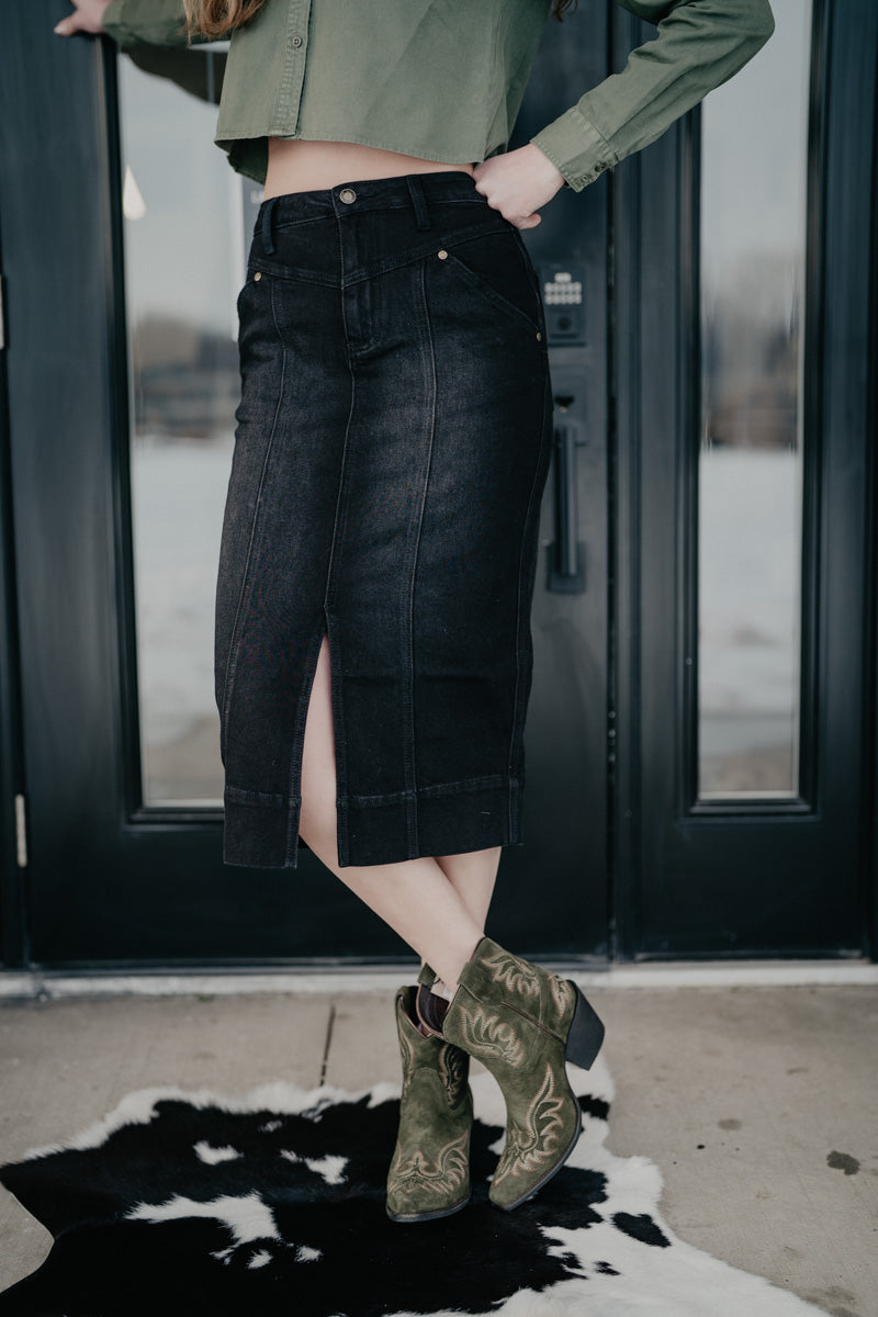 'Hailey' Women's Black Stretch Maxi Skirt by Stetson (Sizes 0-14)