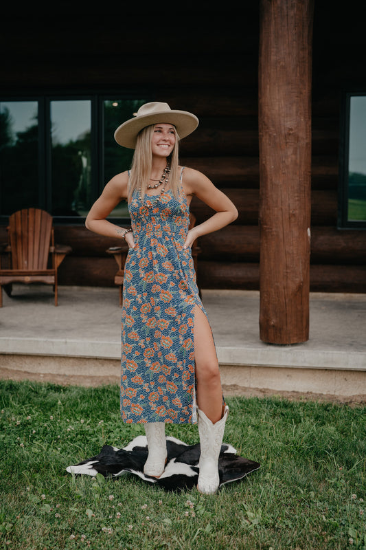 'Nyla' Floral Printed Midi Dress by Rock and Roll Denim