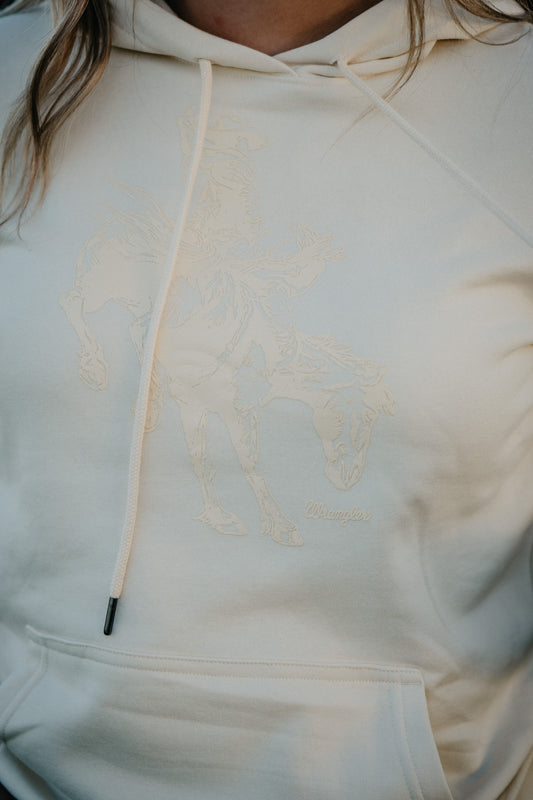 'Ivory Bronc' Women's Wrangler Cream Hoodie