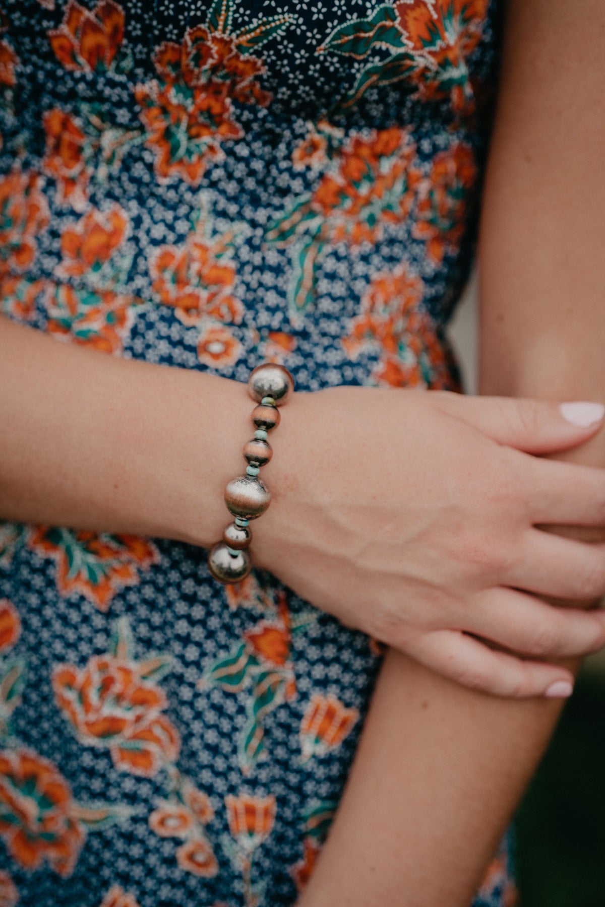Copper Pearl with Turquoise Accent Bracelet
