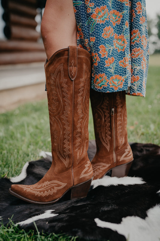 Casanova X Toe Tall Boot in Oiled Tan Suede by Ariat