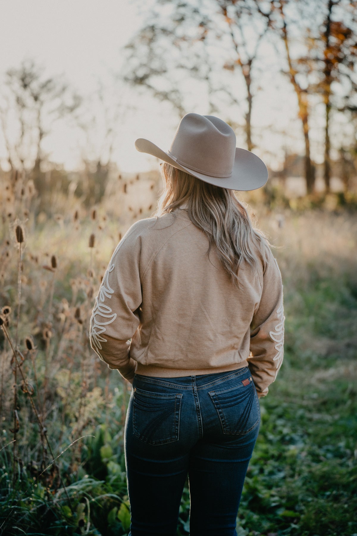 'Juliette' Ariat V Neck Khaki Sweatshirt with Bootstitch Sleeves