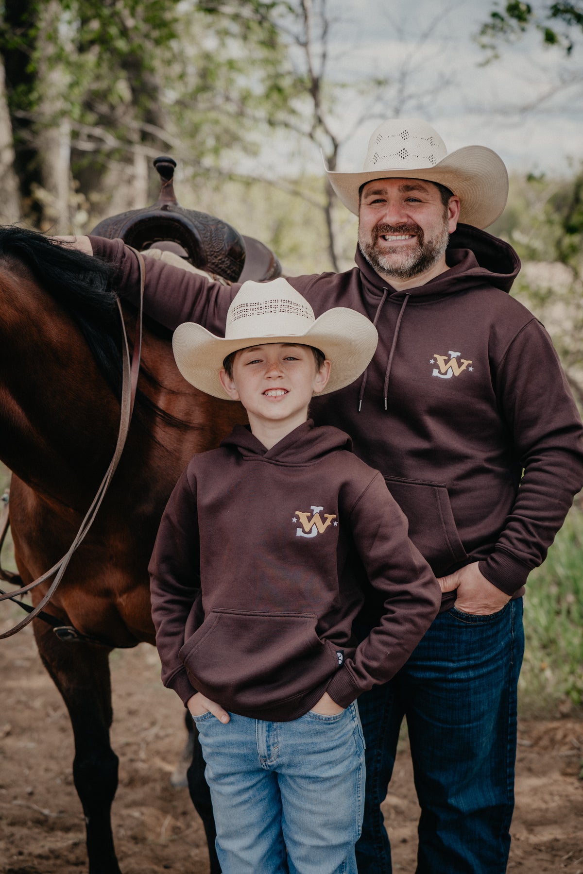'JW Cattle Co.' Boy's Hooey Chocolate Brown John Wayne Hoodie (XS-XL)