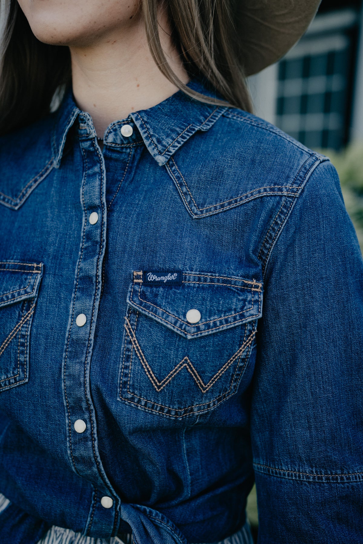 'Myrtle' Women's Long Sleeve Denim Snap by Wrangler