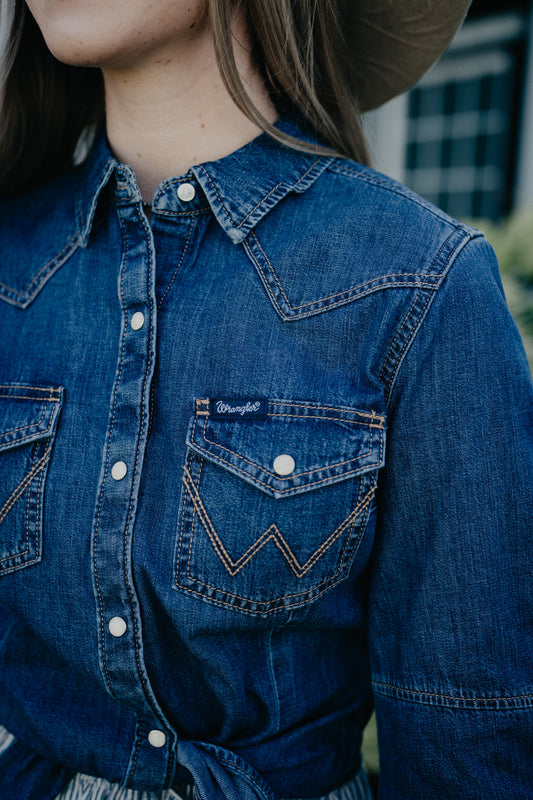 'Myrtle' Women's Long Sleeve Denim Snap by Wrangler