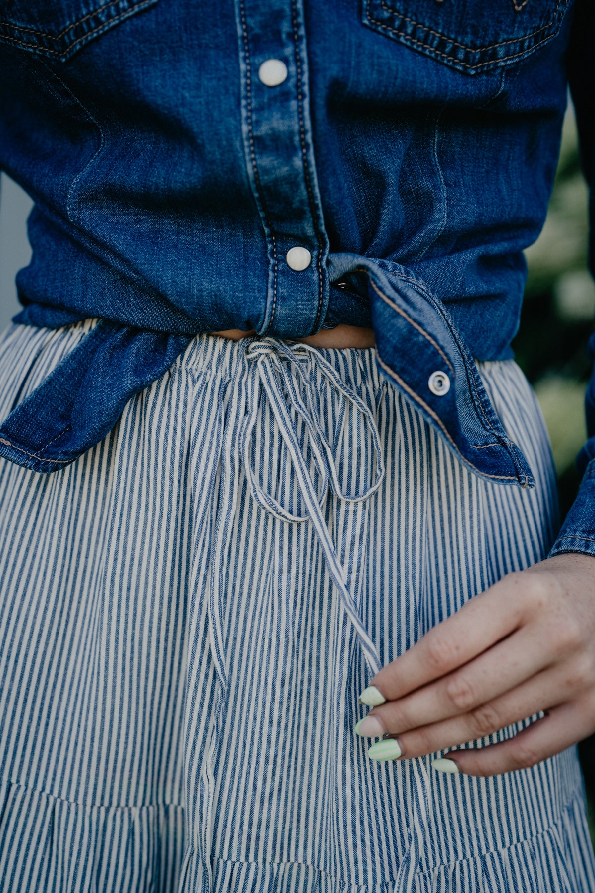 'Delphinium' Tiered Striped Skirt (S - XXL)