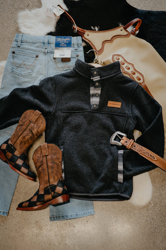 'Cody Jr.' Boy's CINCH Quarter Button Pullover with Aztec Accents