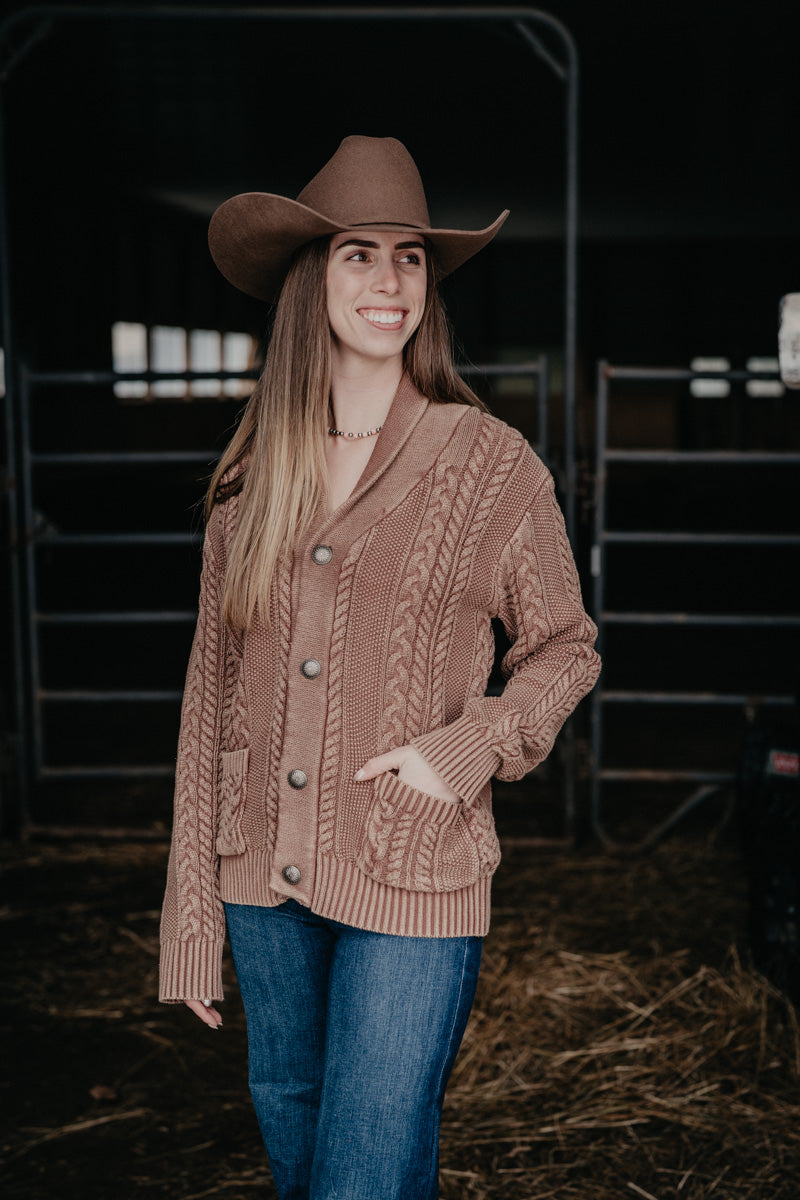 'Arley' Brown Cable Knit Cardigan by Howdy Hanny (S-XL)