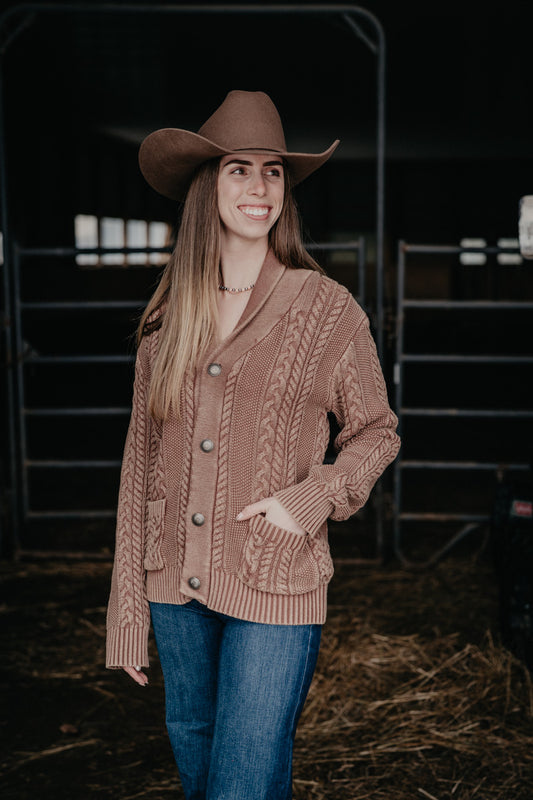 'Arley' Brown Cable Knit Cardigan by Howdy Hanny (S-XL)