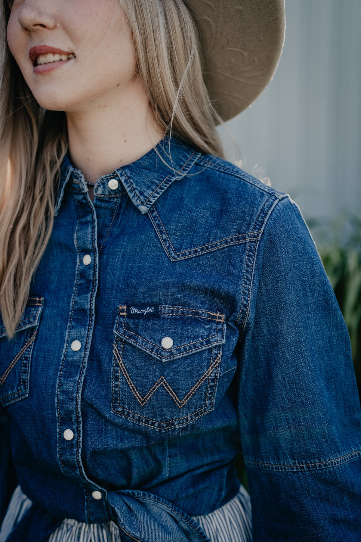 'Myrtle' Women's Long Sleeve Denim Snap by Wrangler