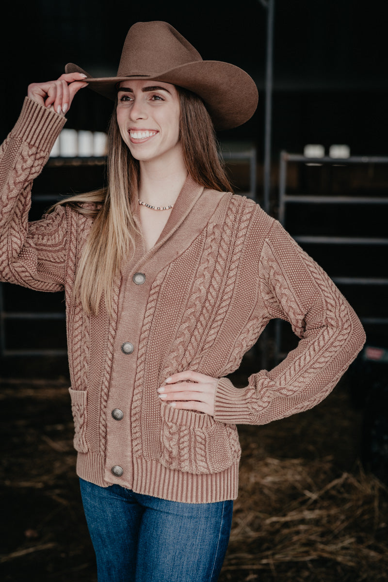 'Arley' Brown Cable Knit Cardigan by Howdy Hanny (S-XL)