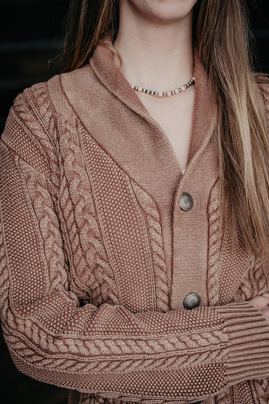 'Arley' Brown Cable Knit Cardigan by Howdy Hanny (S-XL)