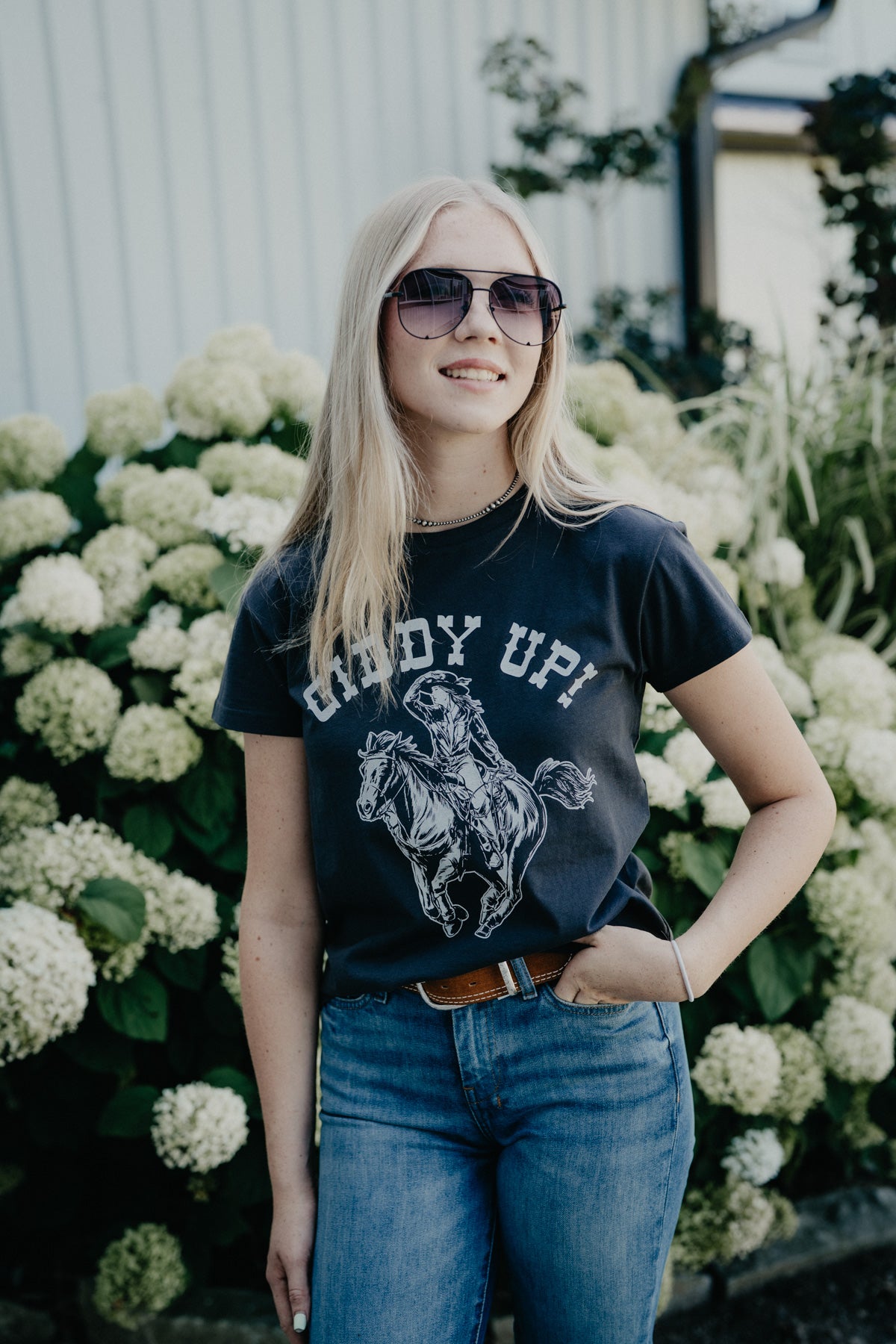 'Giddy Up' Women's Lainey Wilson X Wrangler Black T-Shirt