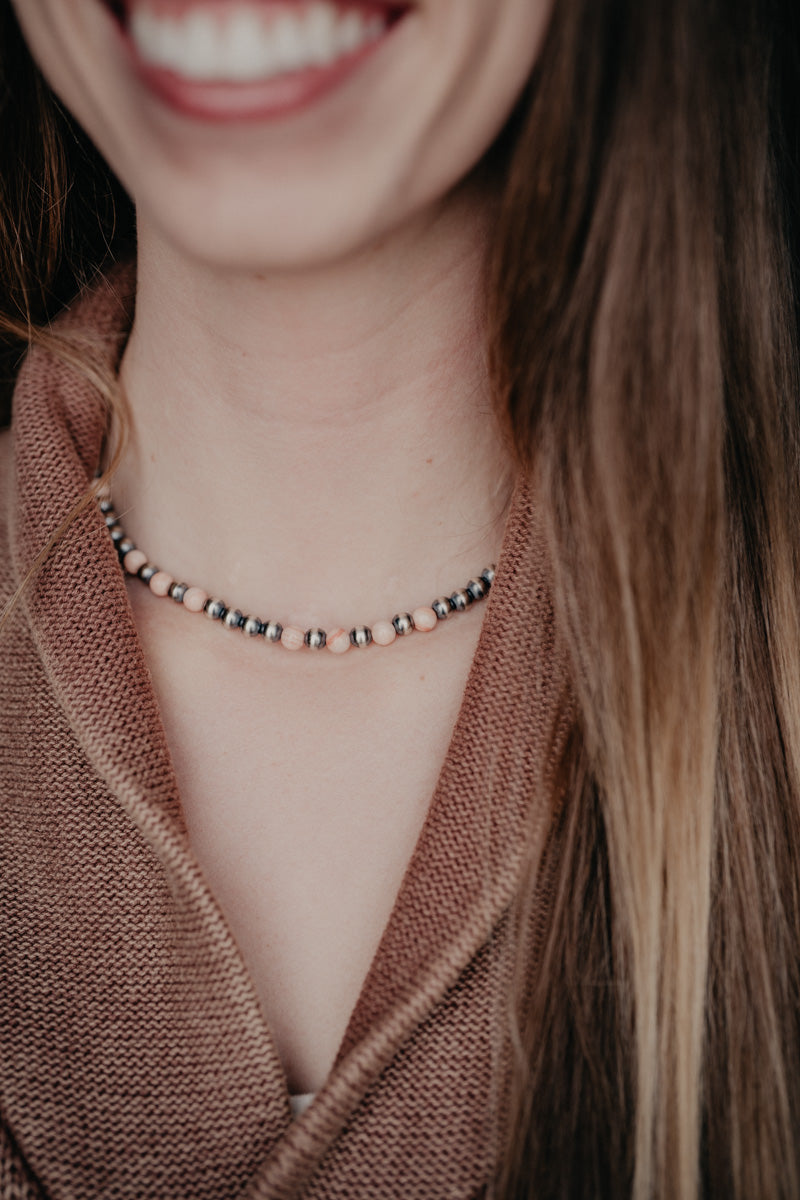 Navajo Pearl Necklace with Pink Coral Beads
