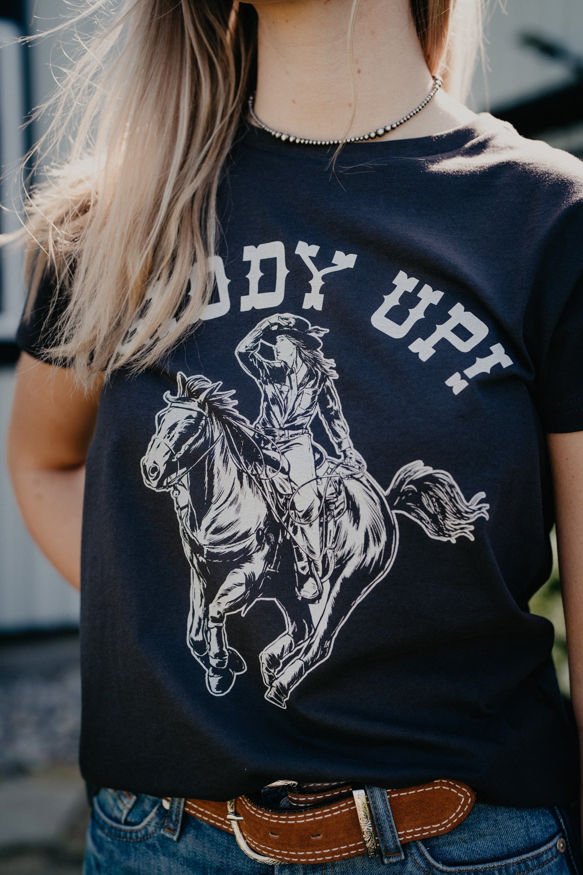 'Giddy Up' Women's Lainey Wilson X Wrangler Black T-Shirt