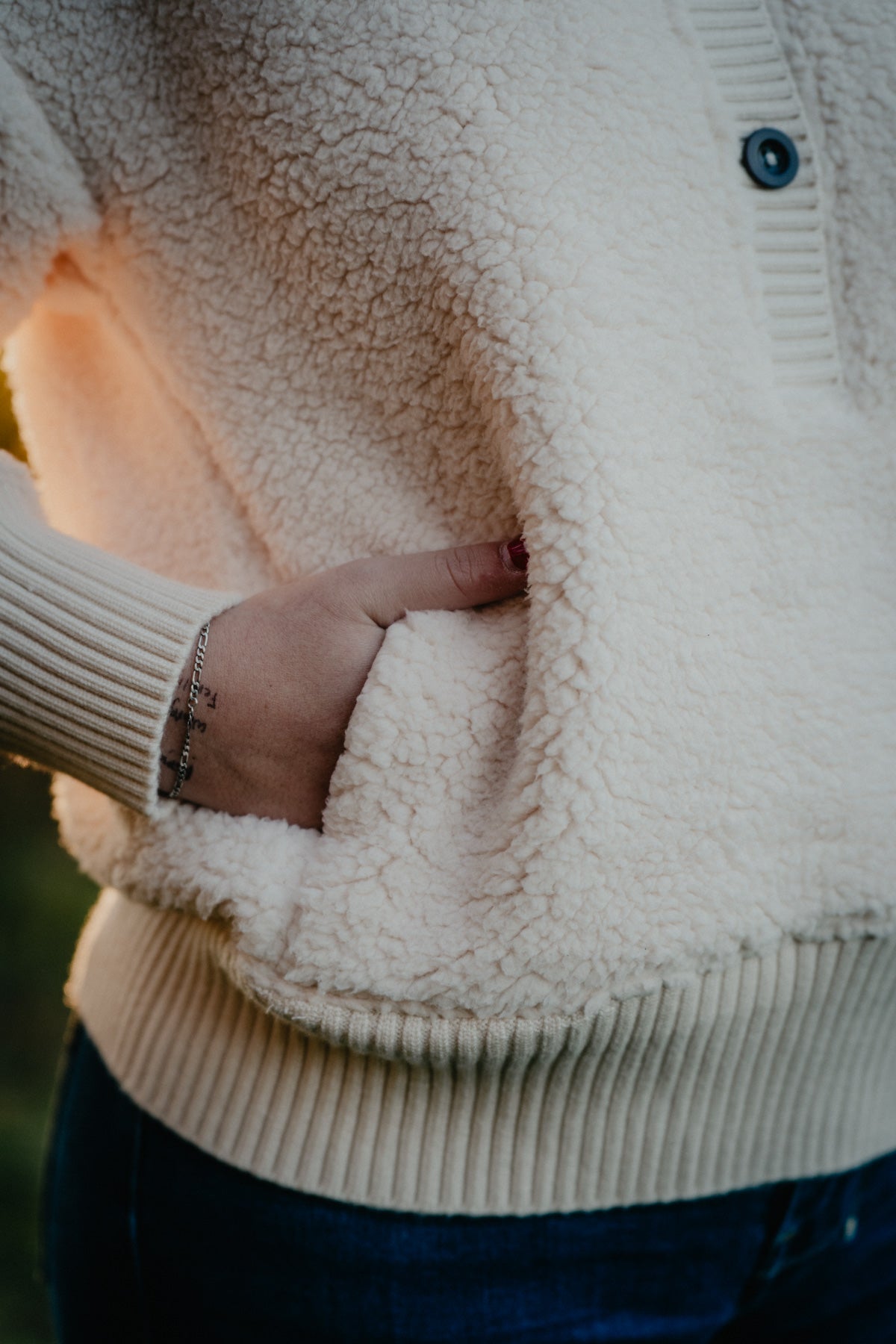 'Shayla' Women's Cream Sherpa 1/2 Button Hoodie by Kimes Ranch