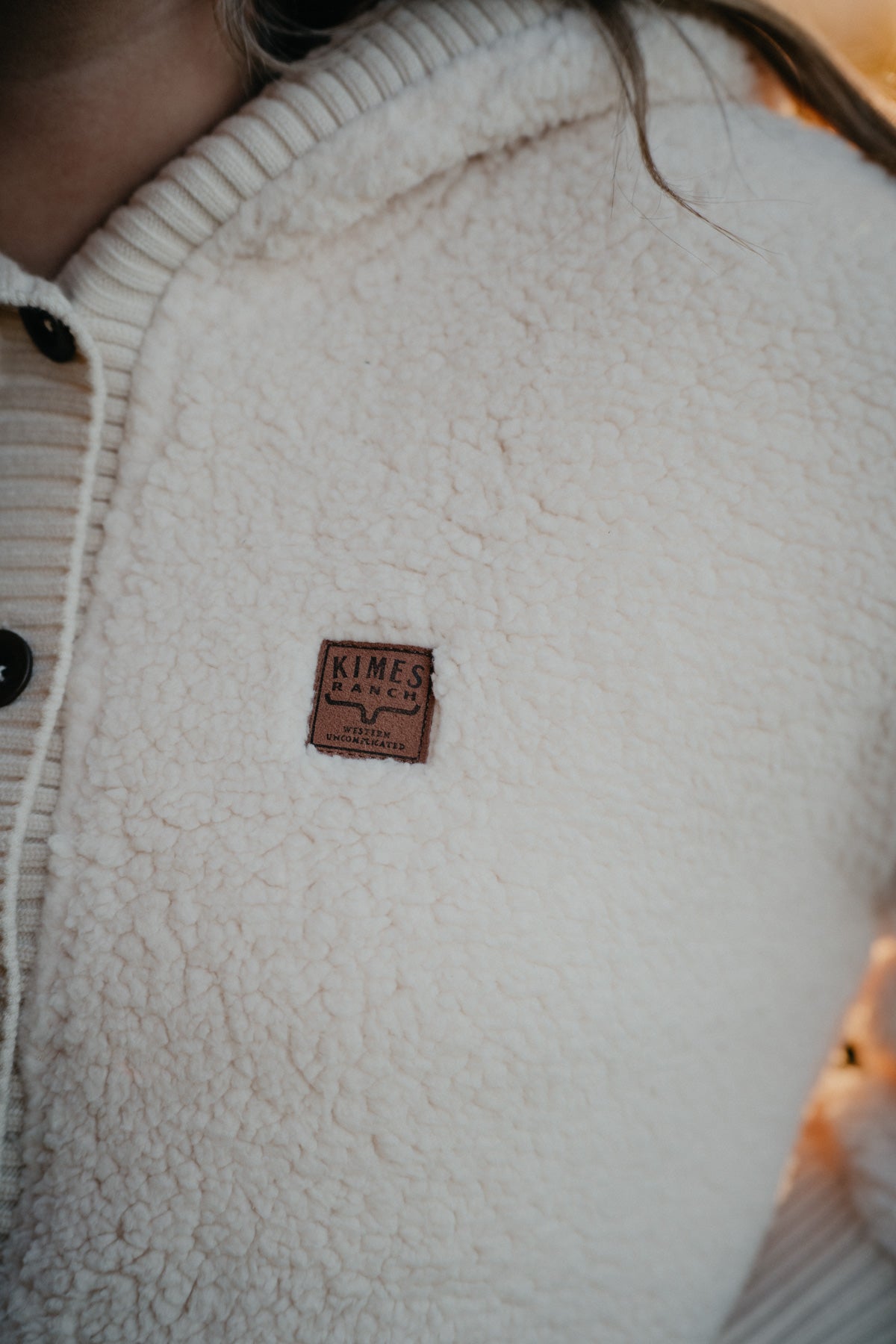 'Shayla' Women's Cream Sherpa 1/2 Button Hoodie by Kimes Ranch