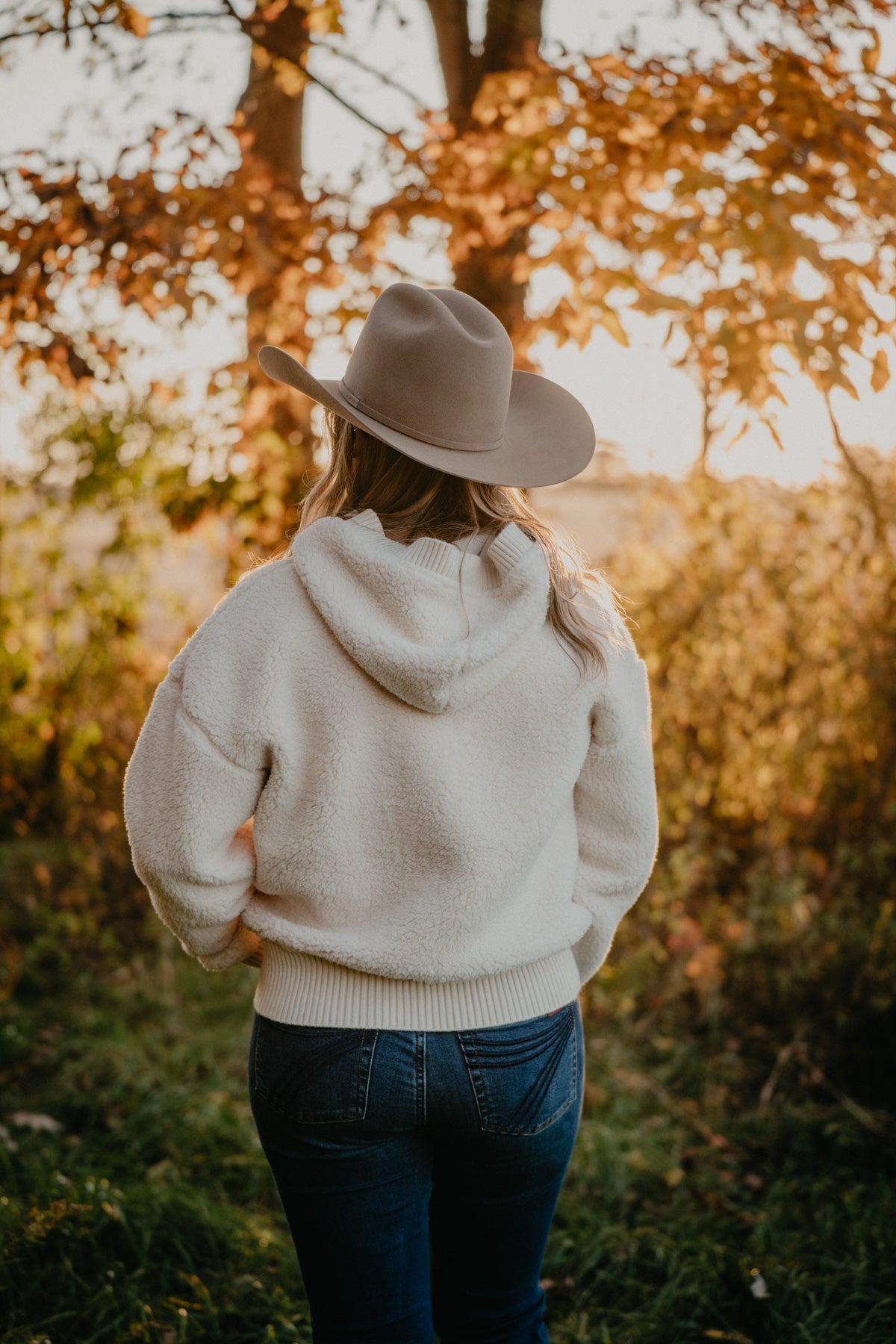 'Shayla' Women's Cream Sherpa 1/2 Button Hoodie by Kimes Ranch