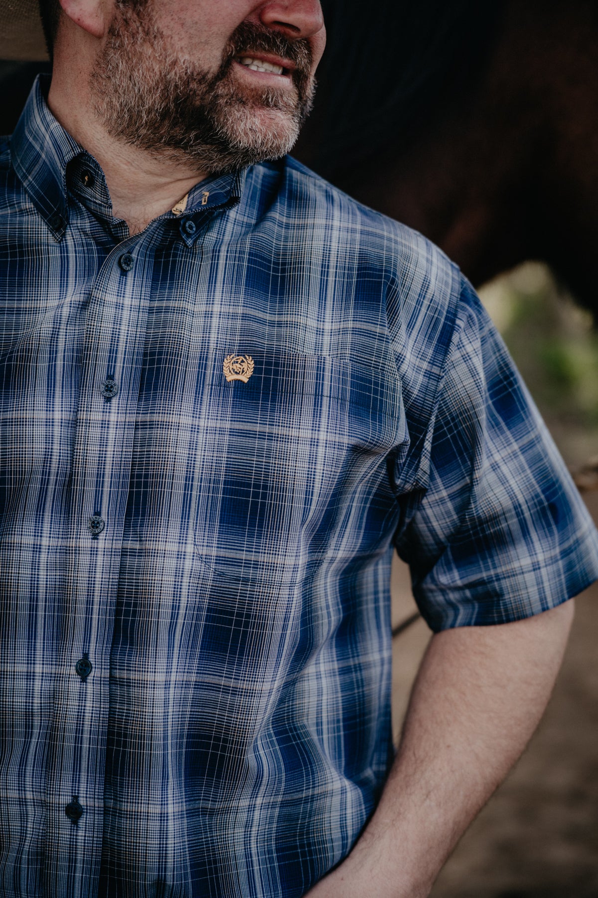 'Brock' Men's Blue Plaid CINCH Classic Fit Short Sleeve (S-XXL)