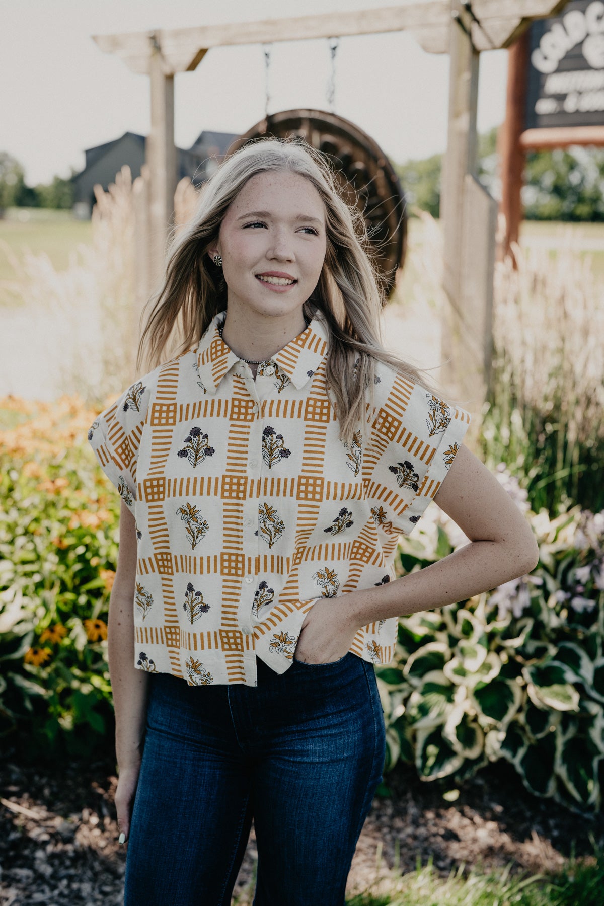 'Reese' Floral Block Print Camp Shirt (S - XXL)