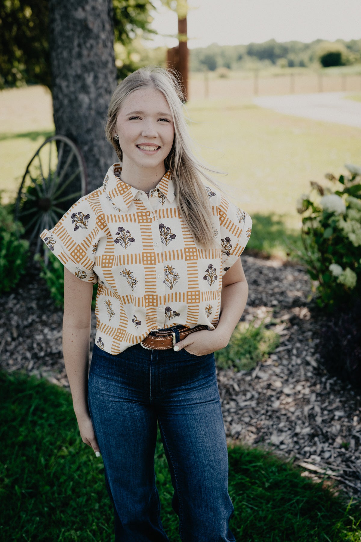 'Reese' Floral Block Print Camp Shirt (S - XXL)