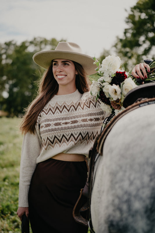 'Lea' Women's Heather Oatmeal Knit Sweater by Ariat