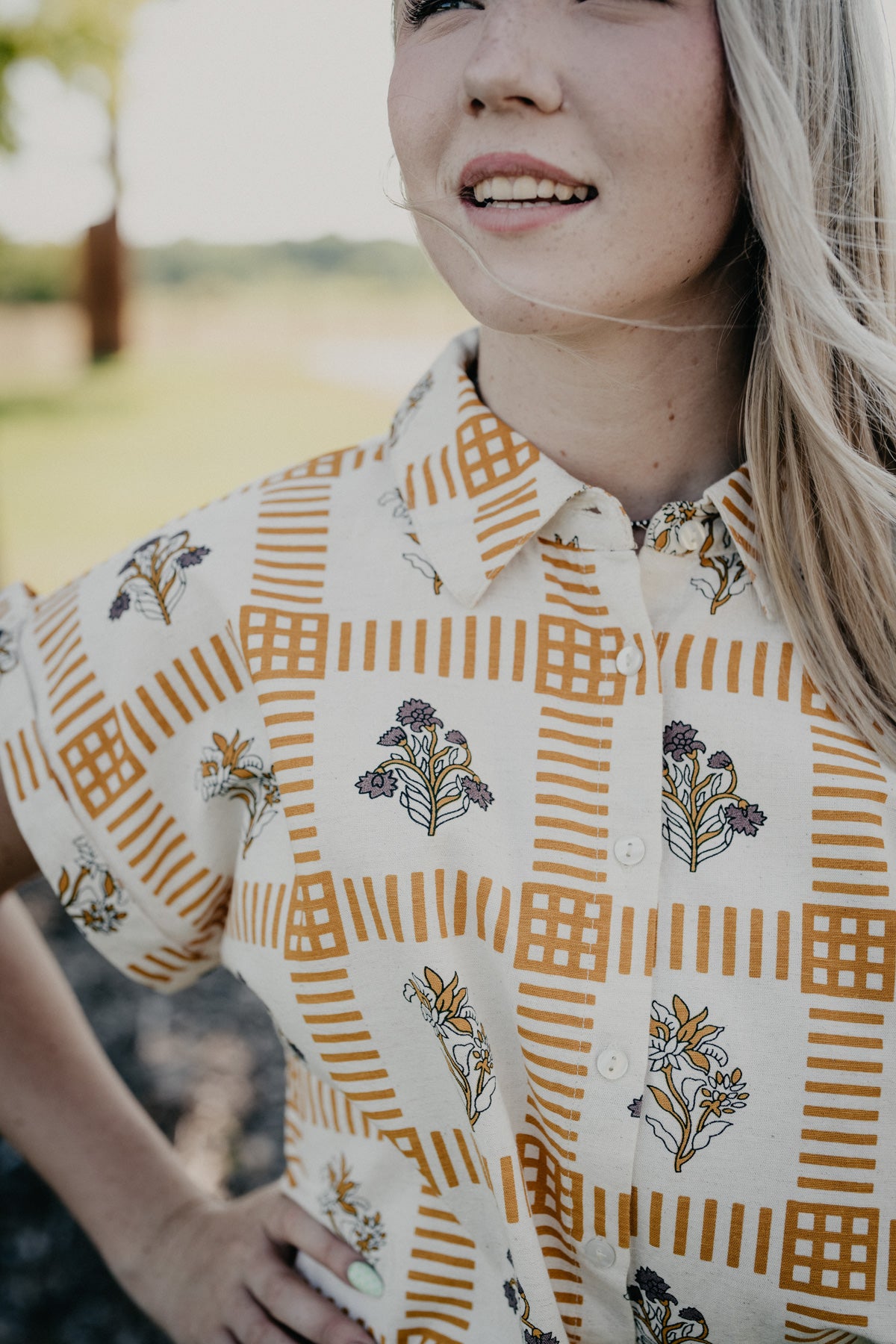 'Reese' Floral Block Print Camp Shirt (S - XXL)