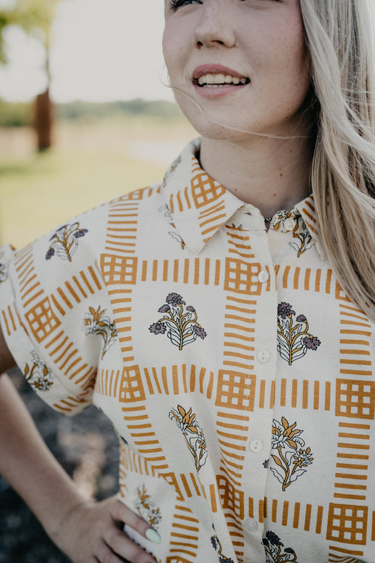'Reese' Floral Block Print Camp Shirt (S - XXL)