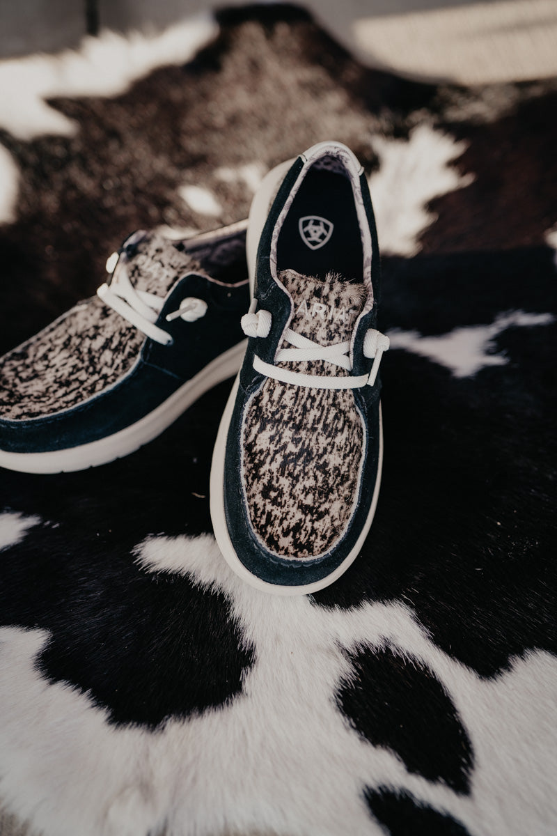 Women's Hilo Black Suede with Black & Wide Speckle Cowprint (6-11 B width)