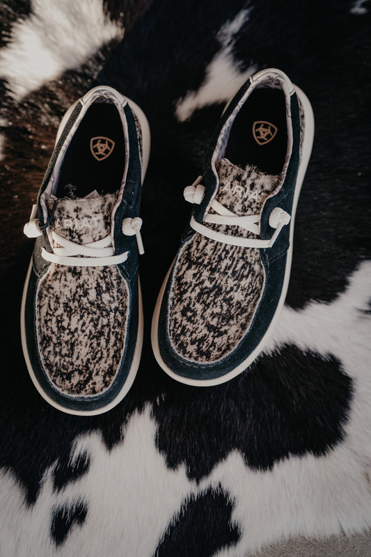 Women's Hilo Black Suede with Black & Wide Speckle Cowprint (6-11 B width)