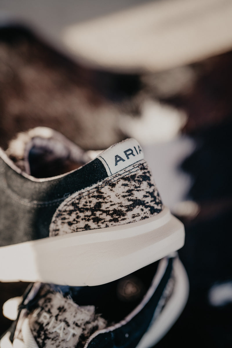Women's Hilo Black Suede with Black & Wide Speckle Cowprint (6-11 B width)