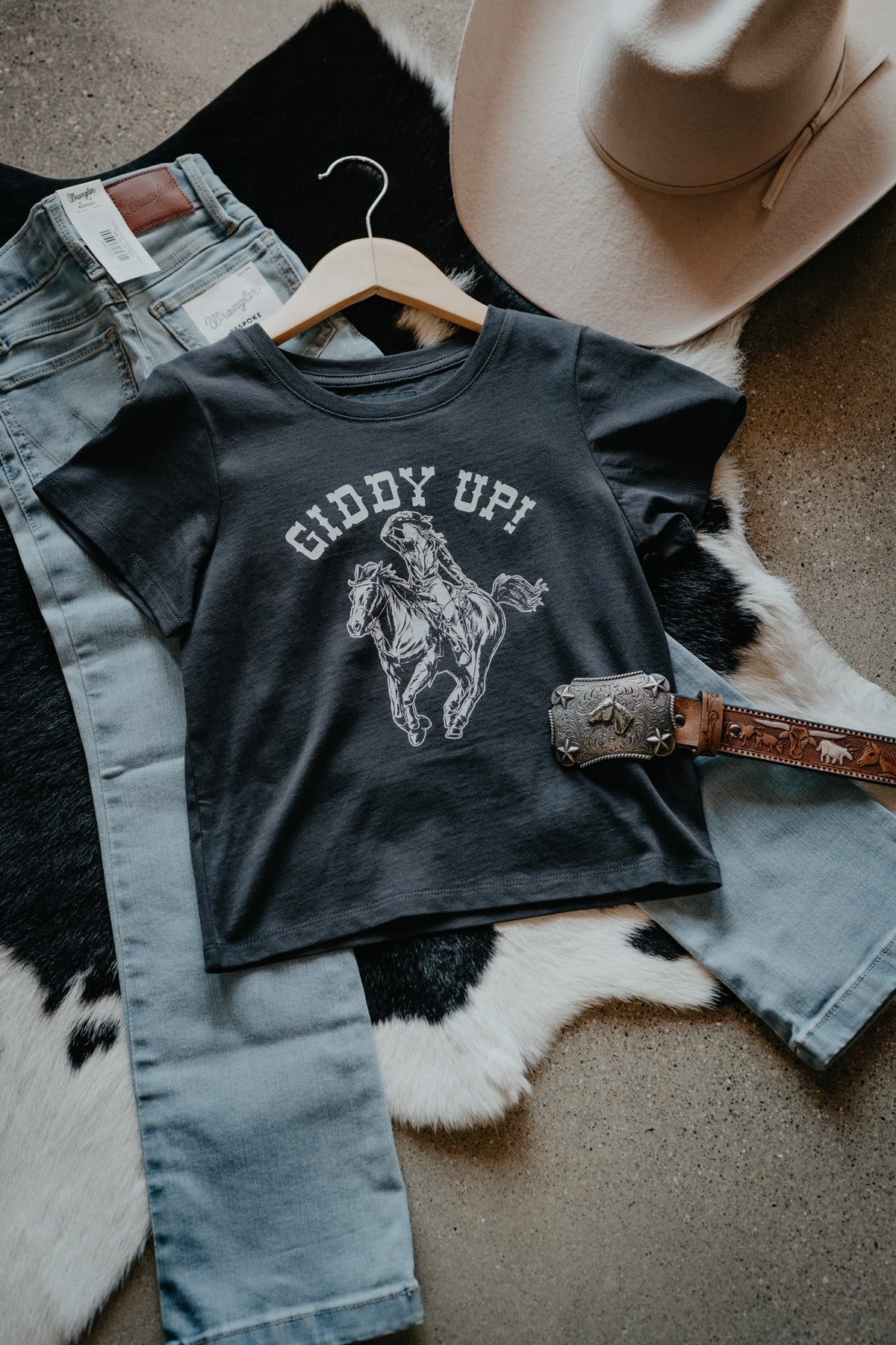 'Giddy Up Jr.' Girl's T-Shirt by Wrangler X Lainey Wilson