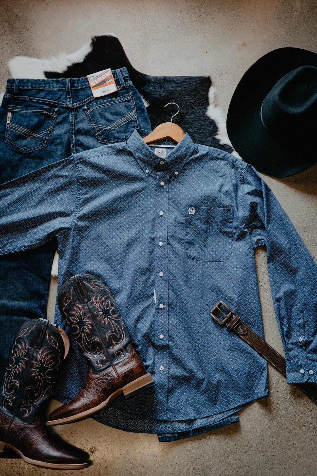 'Rhett' CINCH Men's Classic Blue Print Button Up