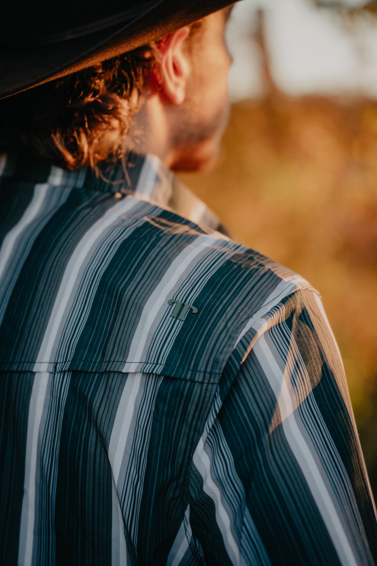 'Tristan' Men's Long Sleeve Green, Grey & White Pin Stripe Pearl Snap by Ferrell