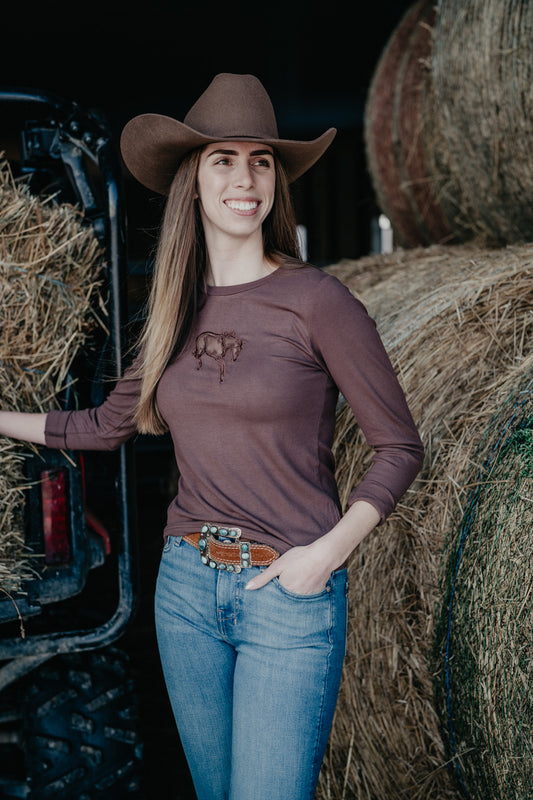 'Buck Out' Mocha Long Sleeve Shirt (XS - XXL)