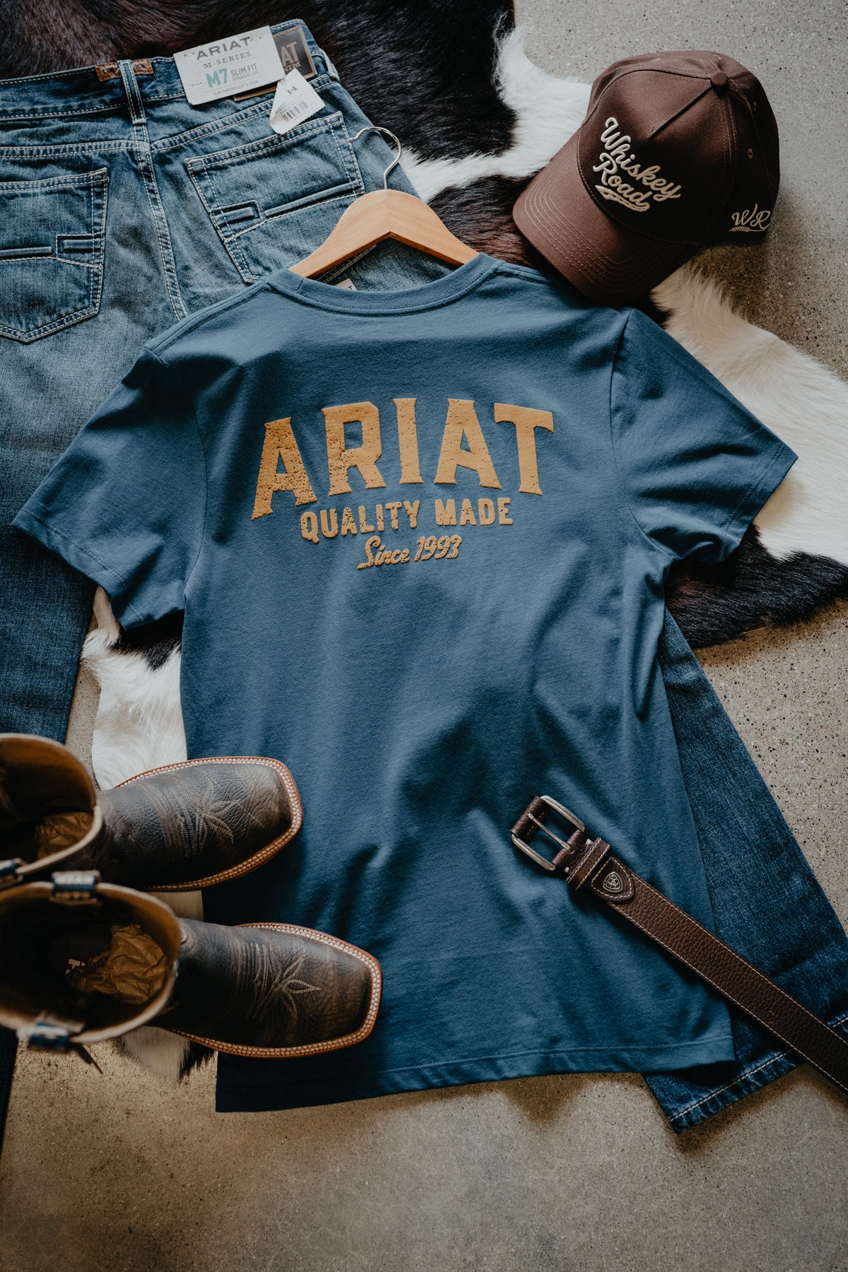 'Quality Wood' Men's Lake Blue T-Shirt by Ariat