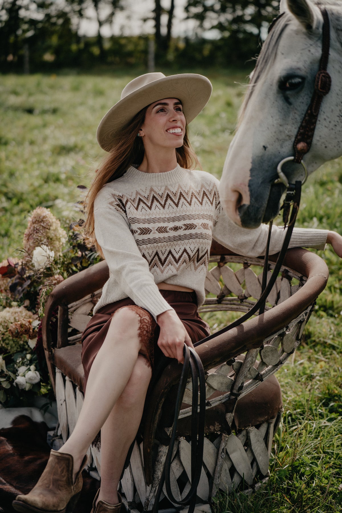 'Lea' Women's Heather Oatmeal Knit Sweater by Ariat